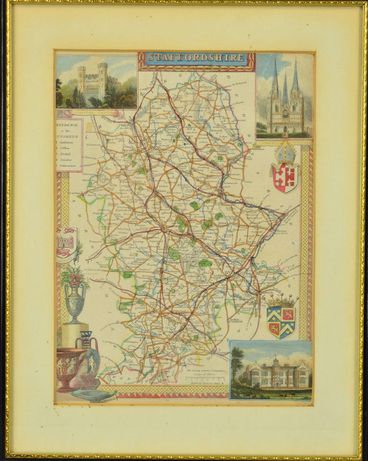 WALKER, J & C, STAFFORDSHIRE, a hand tinted map with dots indicating the 'Places of The Meeting of - Image 4 of 6