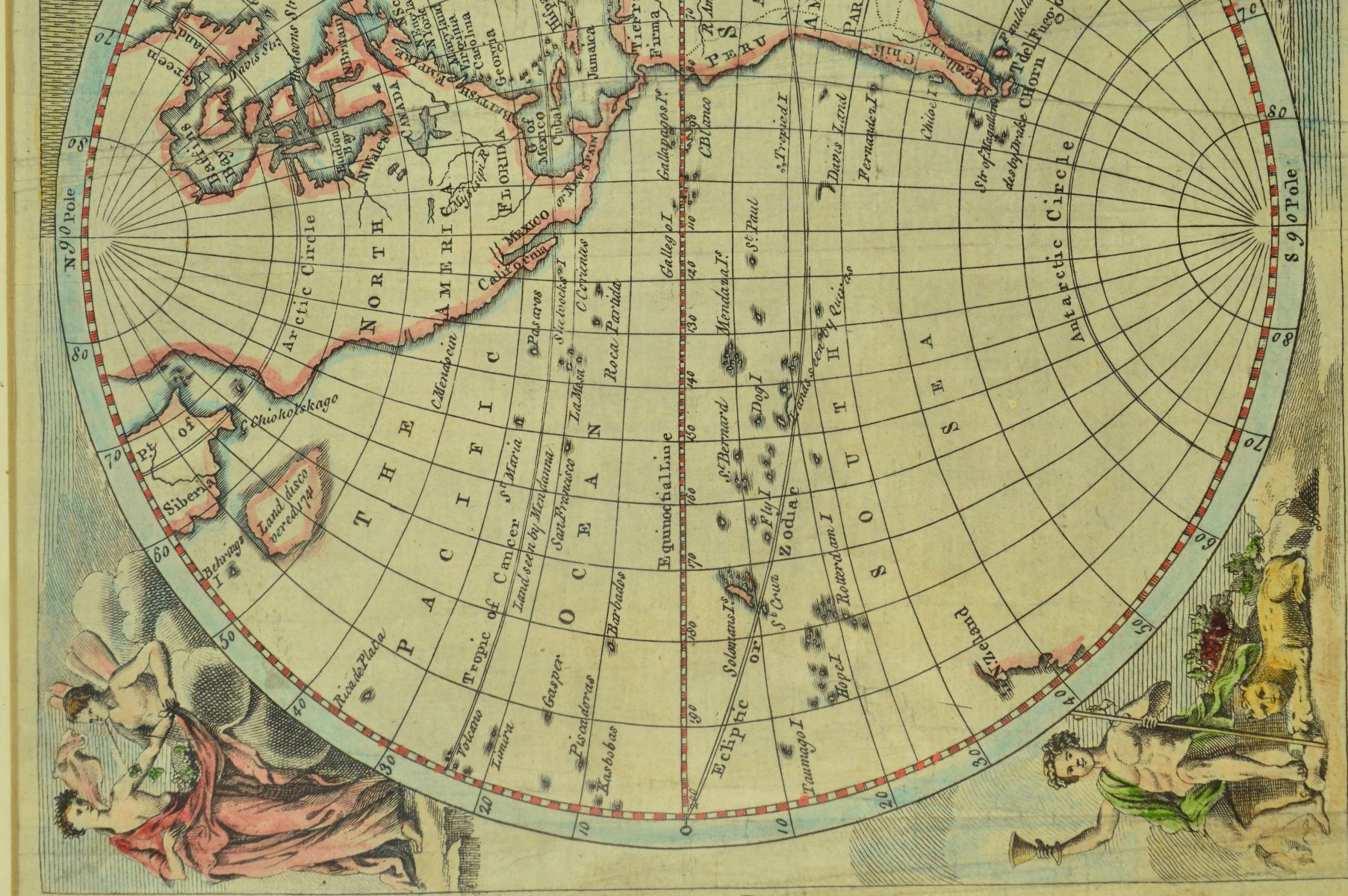 ANON, 'THE WORLD ACCORDING TO THE LATEST DISCOVERIES', a hand coloured engraving double hemisphere - Image 3 of 5