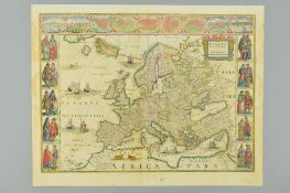 EUROPE, BLAEU (WILLEM) 'EUROPA RECENS DESCRIPTA', a mid 17th Century engraved map, hand coloured,