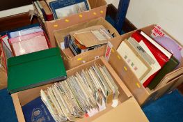 AN ACCUMULATION OF STAMPS AND COVERS, (five boxes/hat boxes)