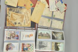 TWO POSTCARD ALBUMS, containing a collection of approximately 380 Edwardian postcards of many