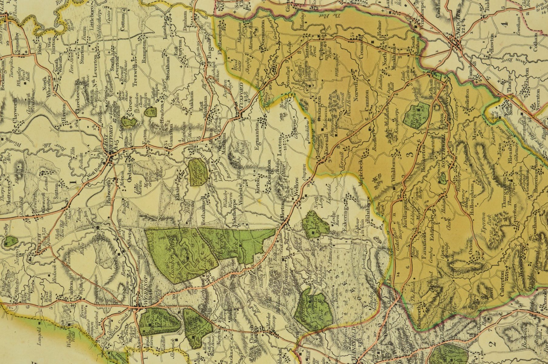 NOTTINGHAMSHIRE, AFTER MORDEN (ROBERT), a hand coloured reprint, approximately 36cm x 42.5cm, 'A - Image 11 of 11