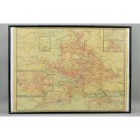 A FRAMED GREAT WESTERN RAILWAY MAP, previously folded, has wear and minor damage to some of the