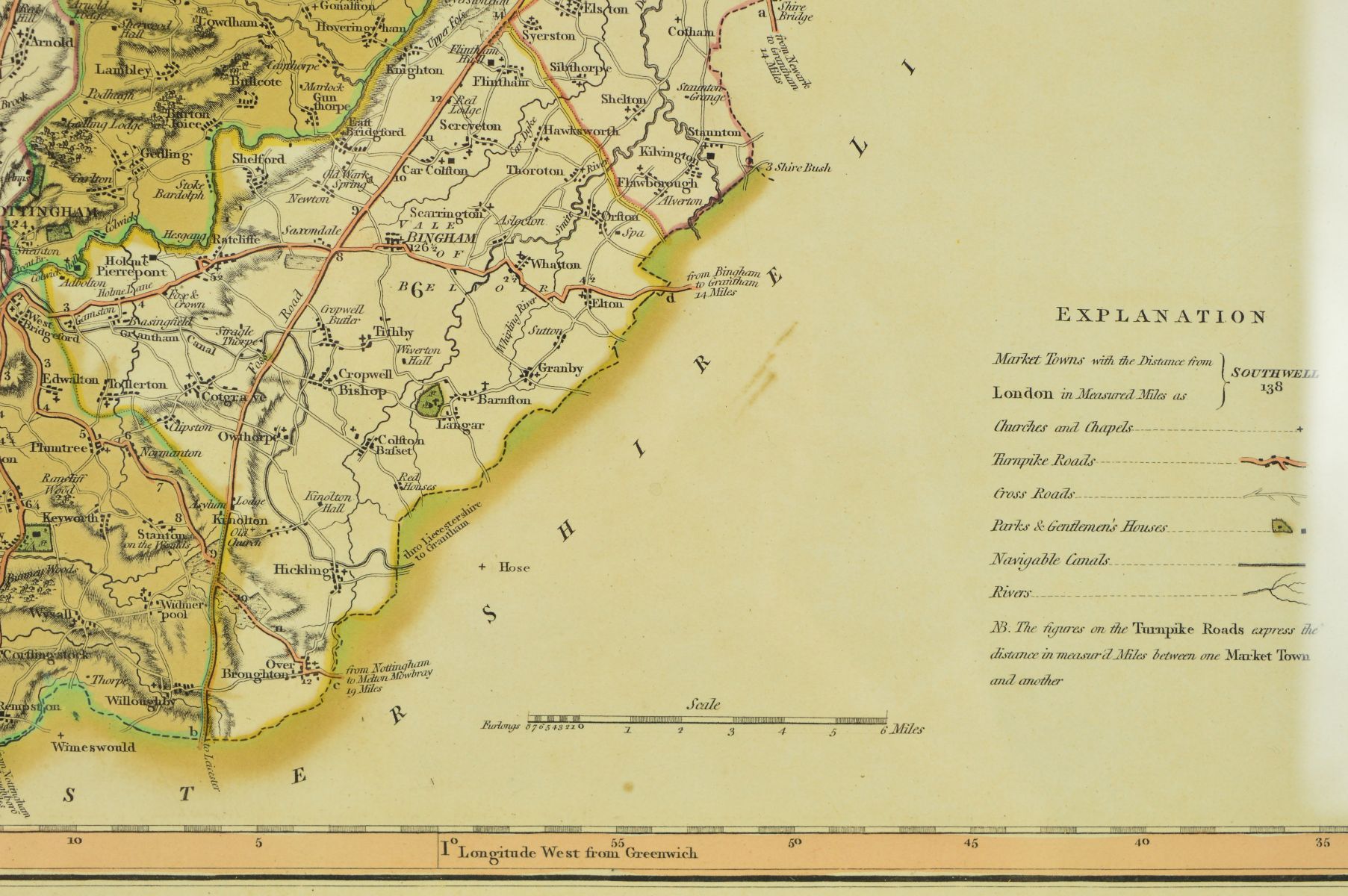 NOTTINGHAMSHIRE, AFTER MORDEN (ROBERT), a hand coloured reprint, approximately 36cm x 42.5cm, 'A - Image 10 of 11