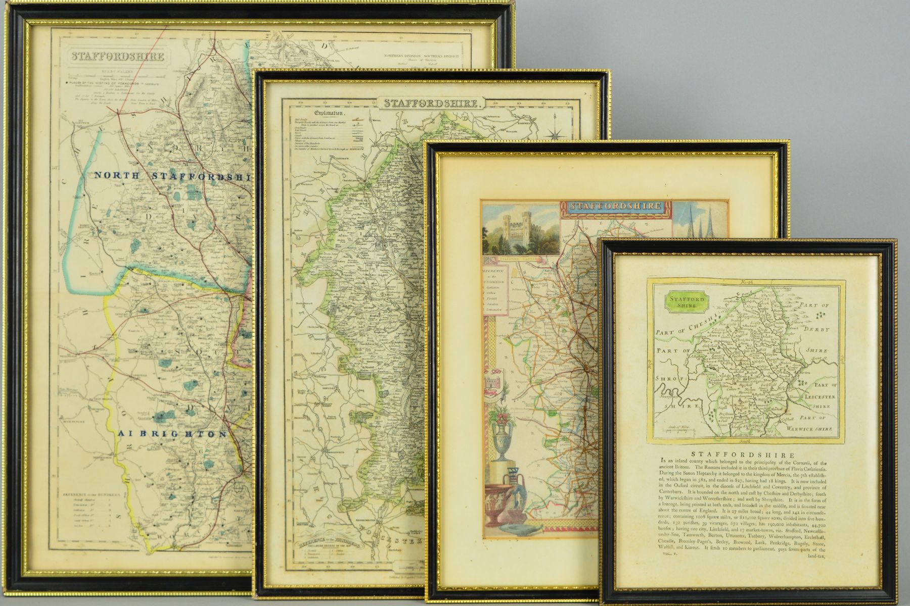 WALKER, J & C, STAFFORDSHIRE, a hand tinted map with dots indicating the 'Places of The Meeting of