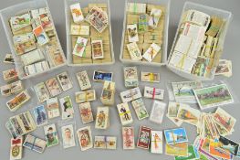A VERY LARGE COLLECTION OF CIGARETTE CARDS, contained in a number of small plastic containers inside