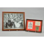 A BUDDY HOLLY AUTOGRAPH, a framed montage comprising a verso signed photograph of Buddy Holly and