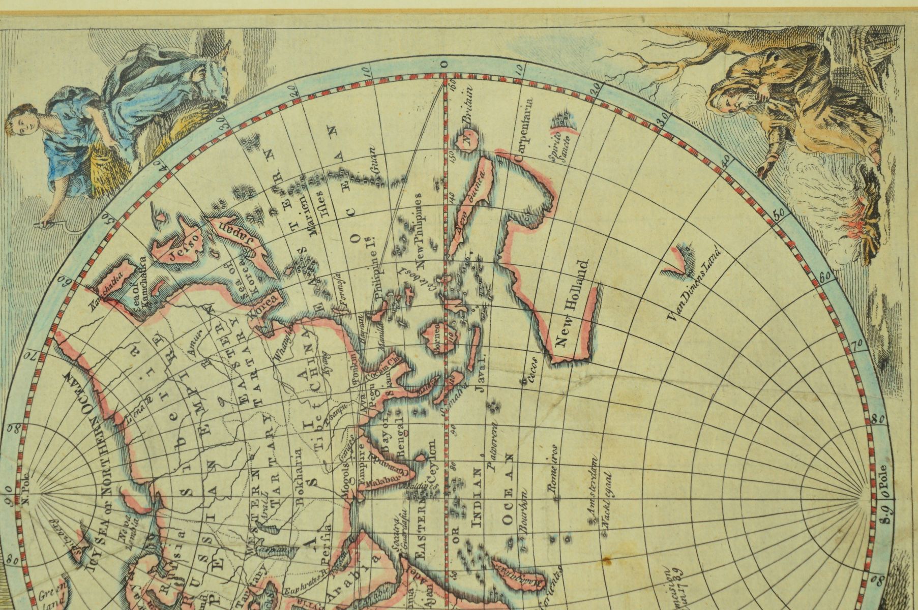 ANON, 'THE WORLD ACCORDING TO THE LATEST DISCOVERIES', a hand coloured engraving double hemisphere - Image 5 of 5