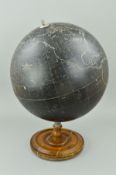 A MID 20TH CENTURY 'PHILIPS' SLATE SURFACE GLOBE, (19'' diameter), matt black with white outlines,