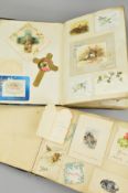 TWO LATE VICTORIAN SCRAPBOOKS, mainly a collection of greetings, Christmas and other cards
