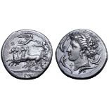 Sicily, Panormos (as Ziz) AR Tetradrachm. Circa 340 BC. Charioteer, wearing long chiton and