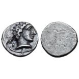 Etruria, Populonia AR 2.5 Asses. 3rd century BC. Male head right; CII behind / Blank. EC I, 96.18 (