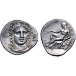 Bruttium, Kroton AR Stater. Circa 400-325 BC. Head of Hera Lakinia facing slightly right, wearing