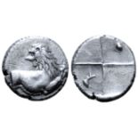 "Thrace, Thracian Chersonesos AR Hemidrachm. Circa 386-338 BC. Forepart of lion right, head reverted