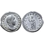 "Julia Mamaea (mother of S. Alexander) AR Denarius. Rome, AD 222-235. IVLIA MAMAEA AVG, diademed and