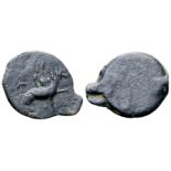 "Ionia, Teos(?) Æ15. Circa 300-100 BC. Griffin seated right, with forepaw raised / Uncertain type,