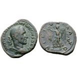 "Trajan Decius Æ Sestertius. Rome, AD 249-251. IMP C M Q TRAIANVS DECIVS AVG, laureate and cuirassed