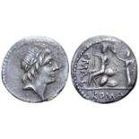 "C. Malleolus, A. Albinus Sp. f., and L. Caecilius Metellus AR Denarius. Rome, 96 BC. Laureate