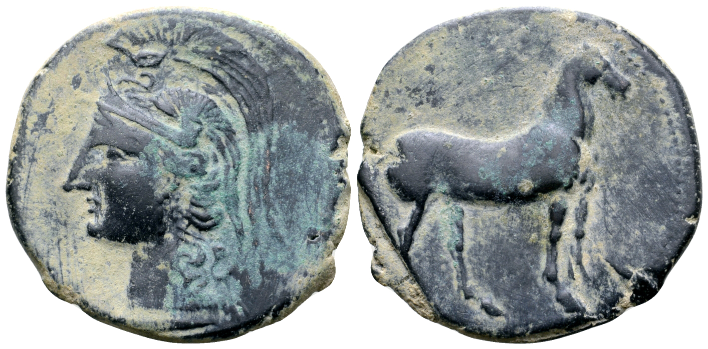 "North Africa, Carthage Æ Unit. Uncertain Spanish mint under Carthaginian occupation, circa 237-