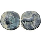 "North Africa, Carthage Æ Unit. Uncertain Spanish mint under Carthaginian occupation, circa 237-