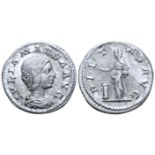 "Julia Maesa (grandmother of Elagabalus) AR Denarius. Rome, AD 218-220. IVLIA MAESA AVG, draped bust