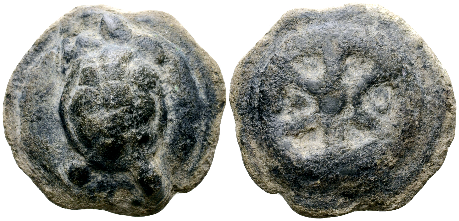 "Anonymous Cast Æ Sextans. Rome, circa 230 BC. Tortoise / Wheel of six spokes. ICC 71; HN Italy 330;
