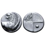 "Thrace, Thracian Chersonesos AR Hemidrachm. Circa 386-338 BC. Forepart of lion right, head reverted