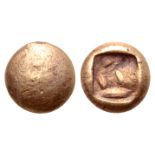 "Ionia, uncertain mint EL 1/24 Stater. Circa 600-550 BC. Blank / Incuse square punch. Cf. Rosen