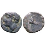"Spain, Carthago Nova Æ 1/5 Unit. Punic occupation. Circa 237-209 BC. Bare male head left / Head