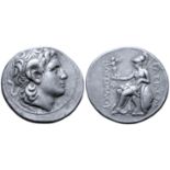 "Kings of Thrace, Lysimachos AR Tetradrachm. Byzantion(?), circa 260-245 BC. Head of the deified