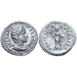 "Julia Mamaea (mother of S. Alexander) AR Denarius. Rome, AD 222-235. IVLIA MAMAEA AVG, diademed and