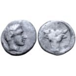 "Crete, Phaistos AR Drachm. Circa 360-320 BC. Youthful male head (of Herakles?) to right / Facing