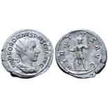 "Gordian III AR Antoninianus. Rome, AD 239. IMP GORDIANVS PIVS FEL AVG, Radiate, draped, and