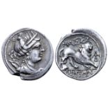 "Gaul, Massalia AR Drachm. Circa 200-150 BC. Draped bust of Artemis to right, bow and quiver over