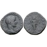 "Gordian III Æ Sestertius. Rome, AD 243. IMP GORDIANVS PIVS FEL AVG, laureate, draped and