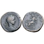 "Severus Alexander Æ Sestertius. Rome, AD 221-223. IMP CAES M AVR SEV ALEXANDER AVG, laureate,