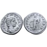 "Julia Mamaea (mother of S. Alexander) AR Denarius. Rome, AD 222-235. IVLIA MAMAEA AVG, draped