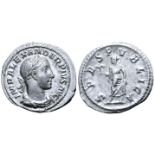 "Severus Alexander AR Denarius. Rome, AD 231-235. IMP ALEXANDER PIVS AVG, laureate and draped bust