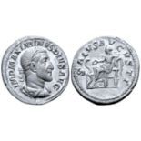 "Maximinus I AR Denarius. Rome, AD 235-236. IMP MAXIMINVS PIVS AVG, laureate, draped and cuirassed