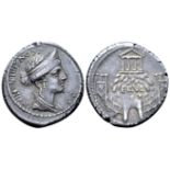 "C. Considius Nonianus AR Denarius. Rome, 57 BC. Laureate and diademed bust of Venus right; C•