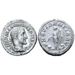 "Maximinus I AR Denarius. Rome, AD 235-236. IMP MAXIMINVS PIVS AVG, laureate, draped and cuirassed