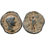 "Gordian III Æ Sestertius. Rome, AD 241-243. IMP GORDIANVS PIVS FEL AVG, laureate and draped bust