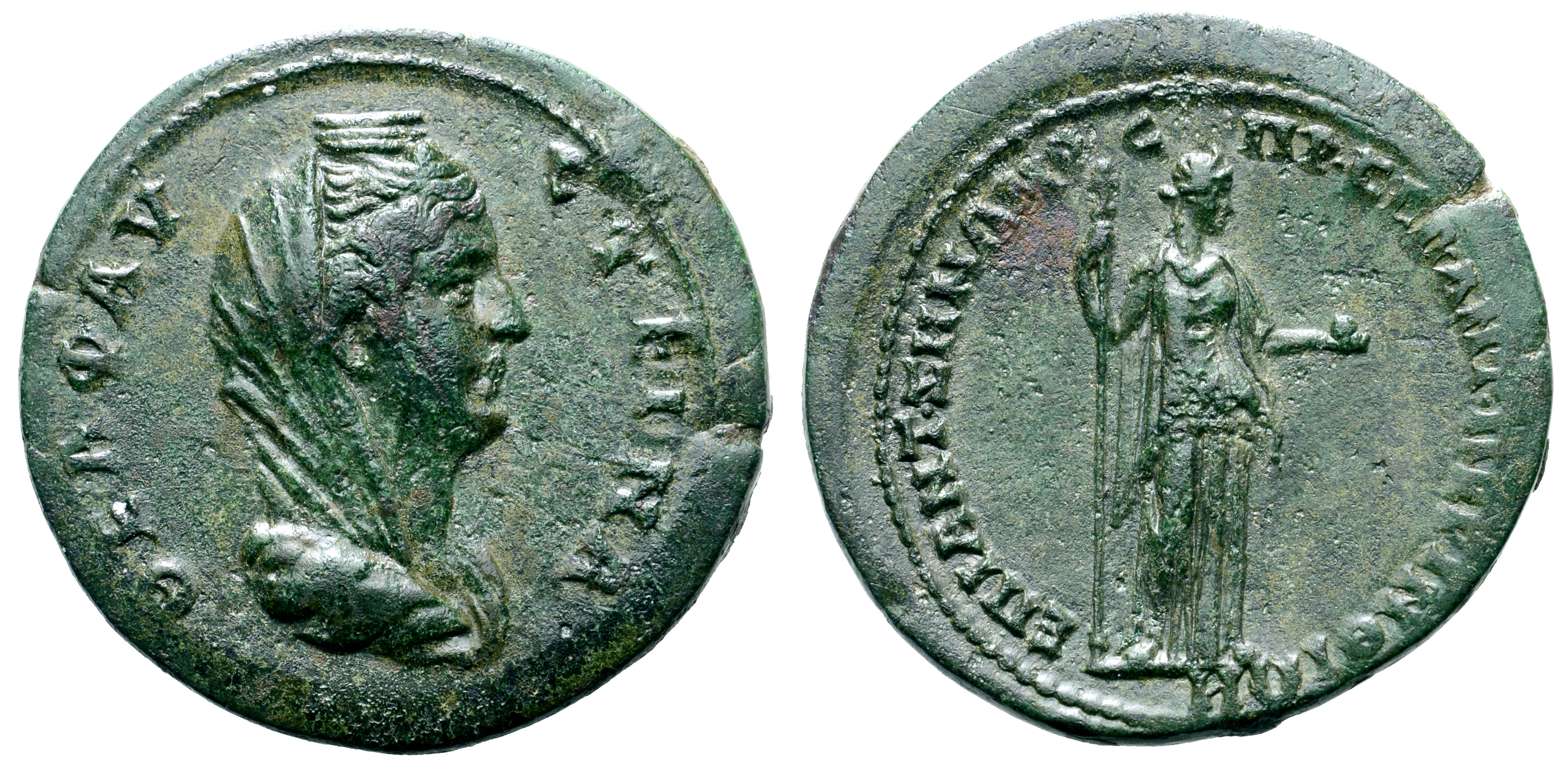 Diva Faustina I (wife of A. Pius) Æ32 of Perinthus, Thrace. Circa AD 139-144. ?EA ?AVCTEINA,