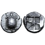 Islands off Attica, Aegina AR Stater. Circa 456/45-431 BC. Land tortoise with segmented shell /