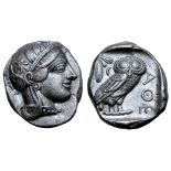 Attica, Athens AR Tetradrachm. Circa 454-404 BC. Head of Athena right, in crested Attic helmet