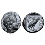 Attica, Athens AR Tetradrachm. Circa 454-404 BC. Head of Athena right, in crested Attic helmet