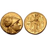 Kingdom of Macedon, Philip III Arrhidaios AV Stater. Abydos, circa 323-317 BC. Head of Athena right,