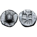 Islands off Attica, Aegina AR Stater. Circa 456/45-431 BC. Land tortoise with segmented shell /