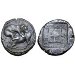 Macedon, Akanthos AR Tetradrachm. Circa 430-390 BC. Phoenician standard. Lion to right, attacking
