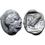 Attica, Athens AR Tetradrachm. Circa 454-404 BC. Head of Athena right, in crested Attic helmet